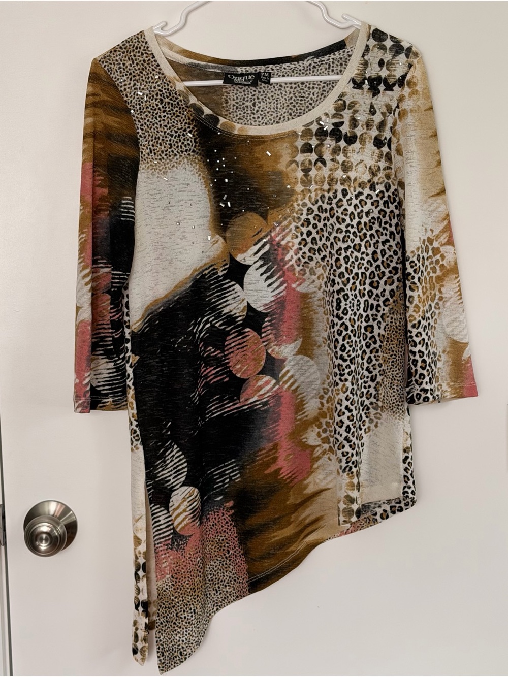 Women's Asymmetrical Animal Print Top